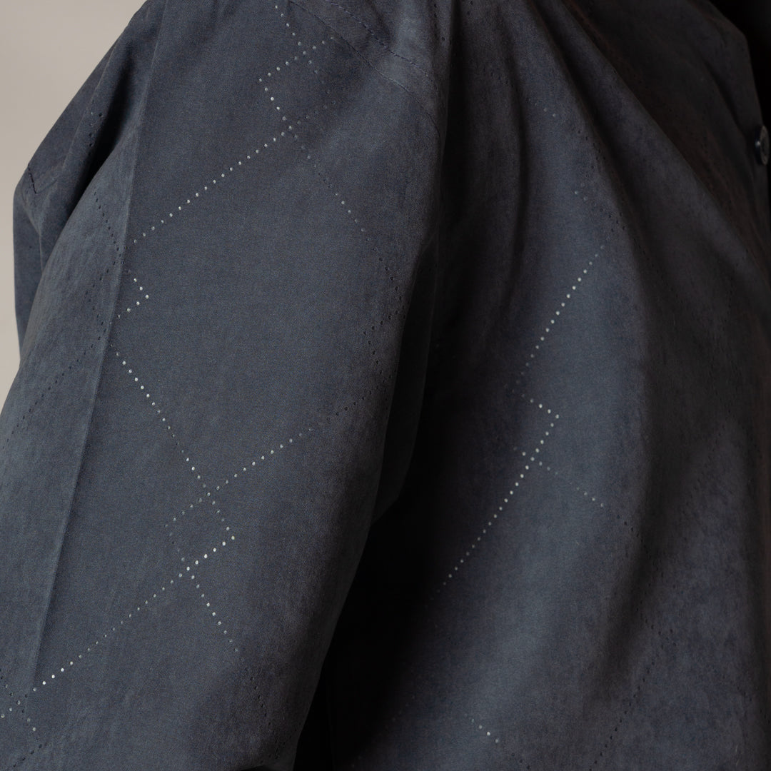 DUSTY BLUE SUEDE LASER LUXE SHIRT