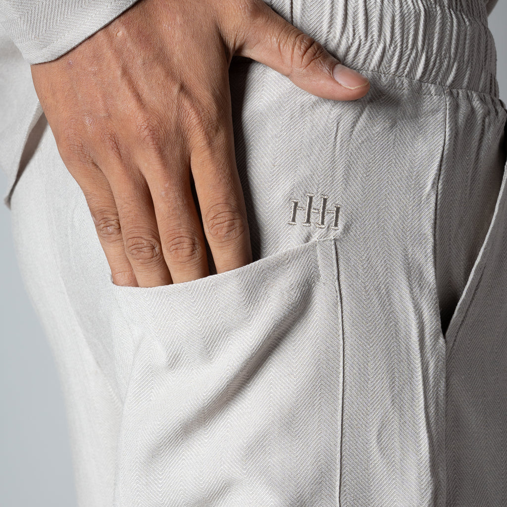 PALE GREY FLOW FABRIC PANT