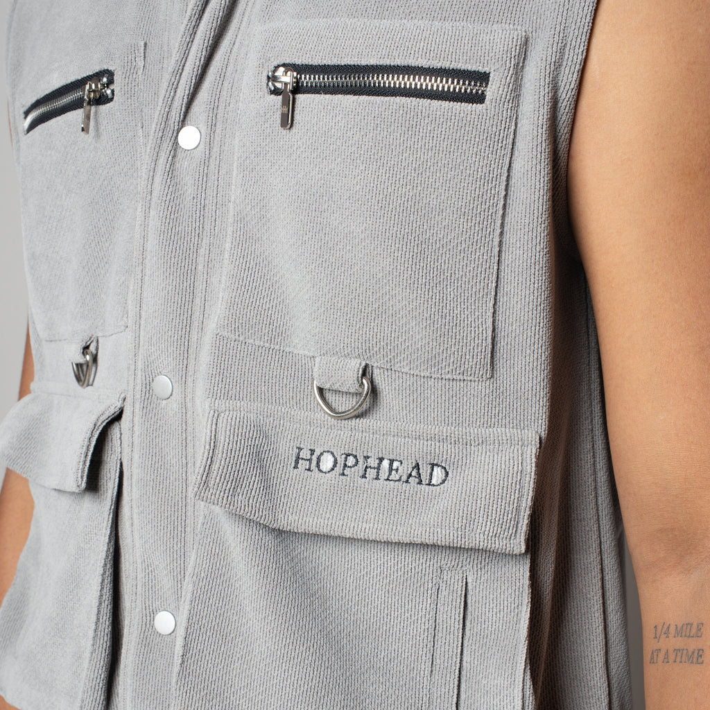 GREY KNITDRIP UTILITY JACKET