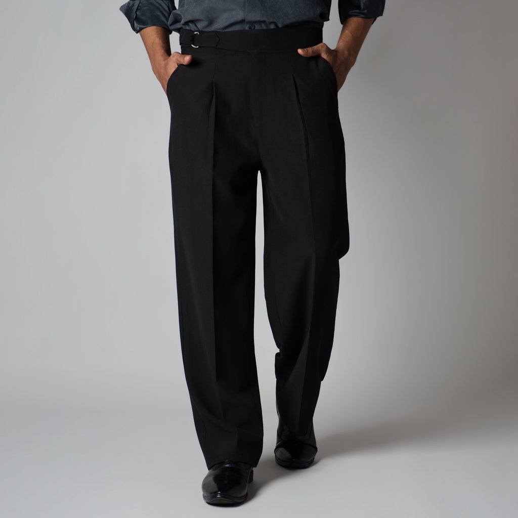 BLACK D-RING ITALIAN STYLE TROUSER