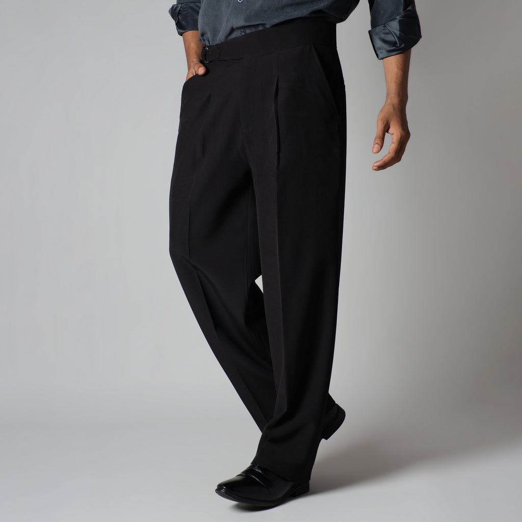BLACK D-RING ITALIAN STYLE TROUSER