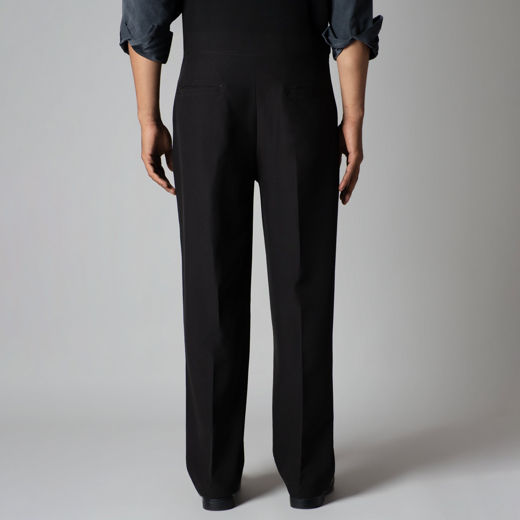 BLACK D-RING ITALIAN STYLE TROUSER