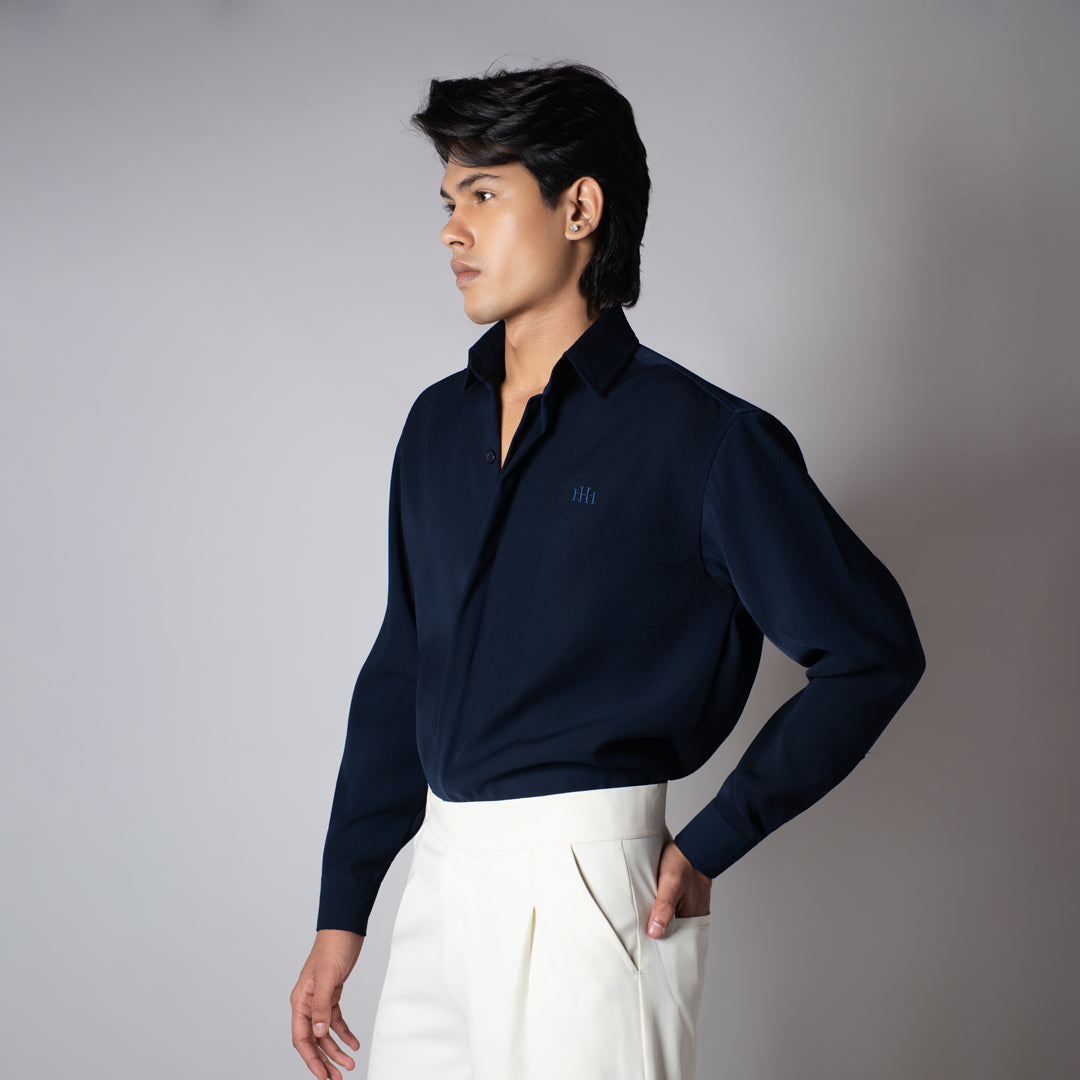 NAVY KOREAN SHIRT