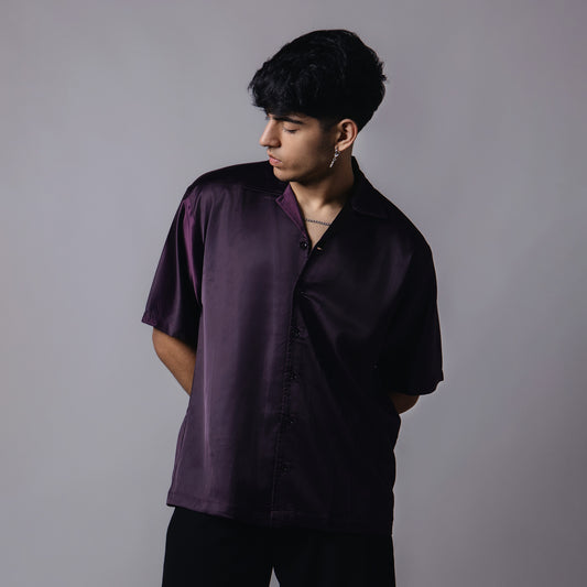 WINE SATIN SHIRT