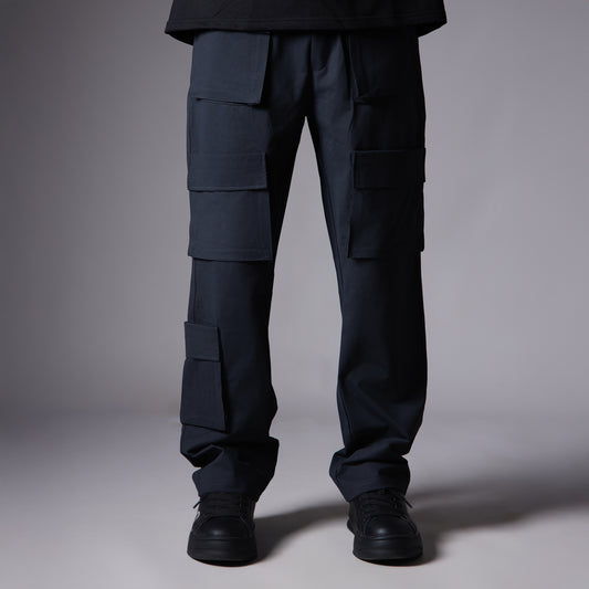 NAVY BLUE FIVE FRONT POCKET CARGO SWEATPANTS