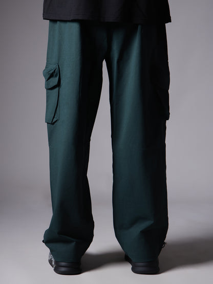 FOREST GREEN SIDE POCKET BAGGY CARGO SWEATPANT