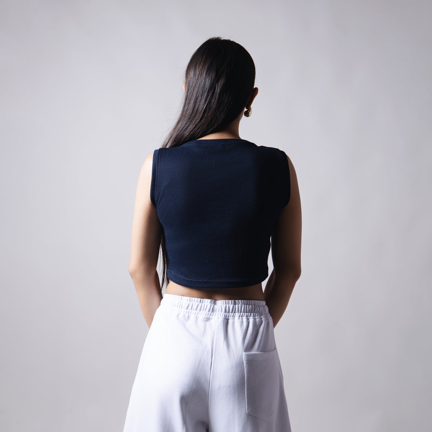 NAVY RIB TOP