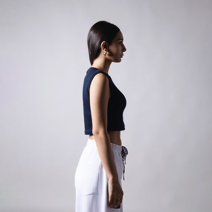 NAVY RIB TOP