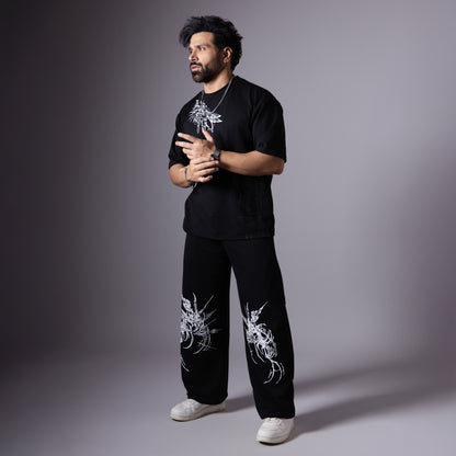 DEMON CLAW BLACK PRINTED EXTREME BAGGY SWEATPANTS