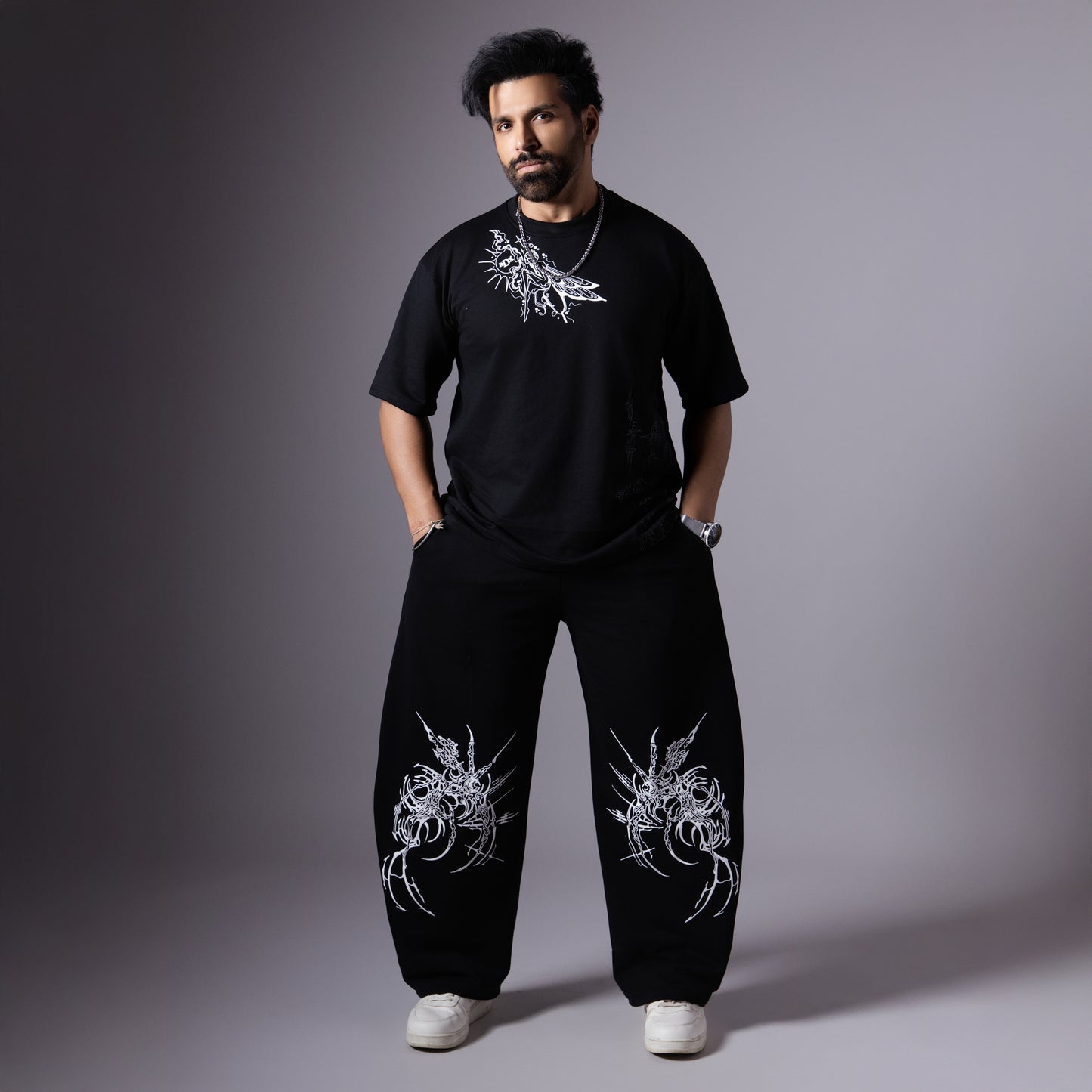 DEMON CLAW BLACK PRINTED EXTREME BAGGY SWEATPANTS