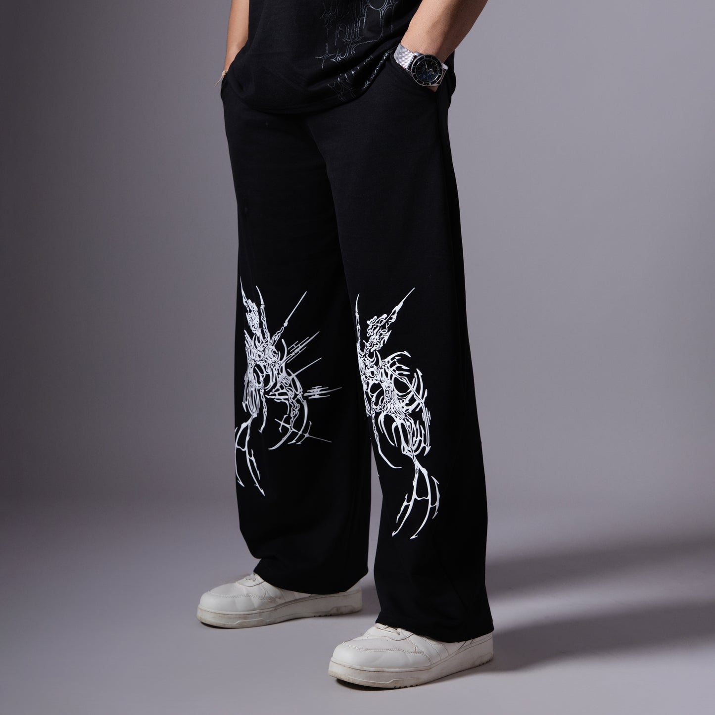 DEMON CLAW BLACK PRINTED EXTREME BAGGY SWEATPANTS