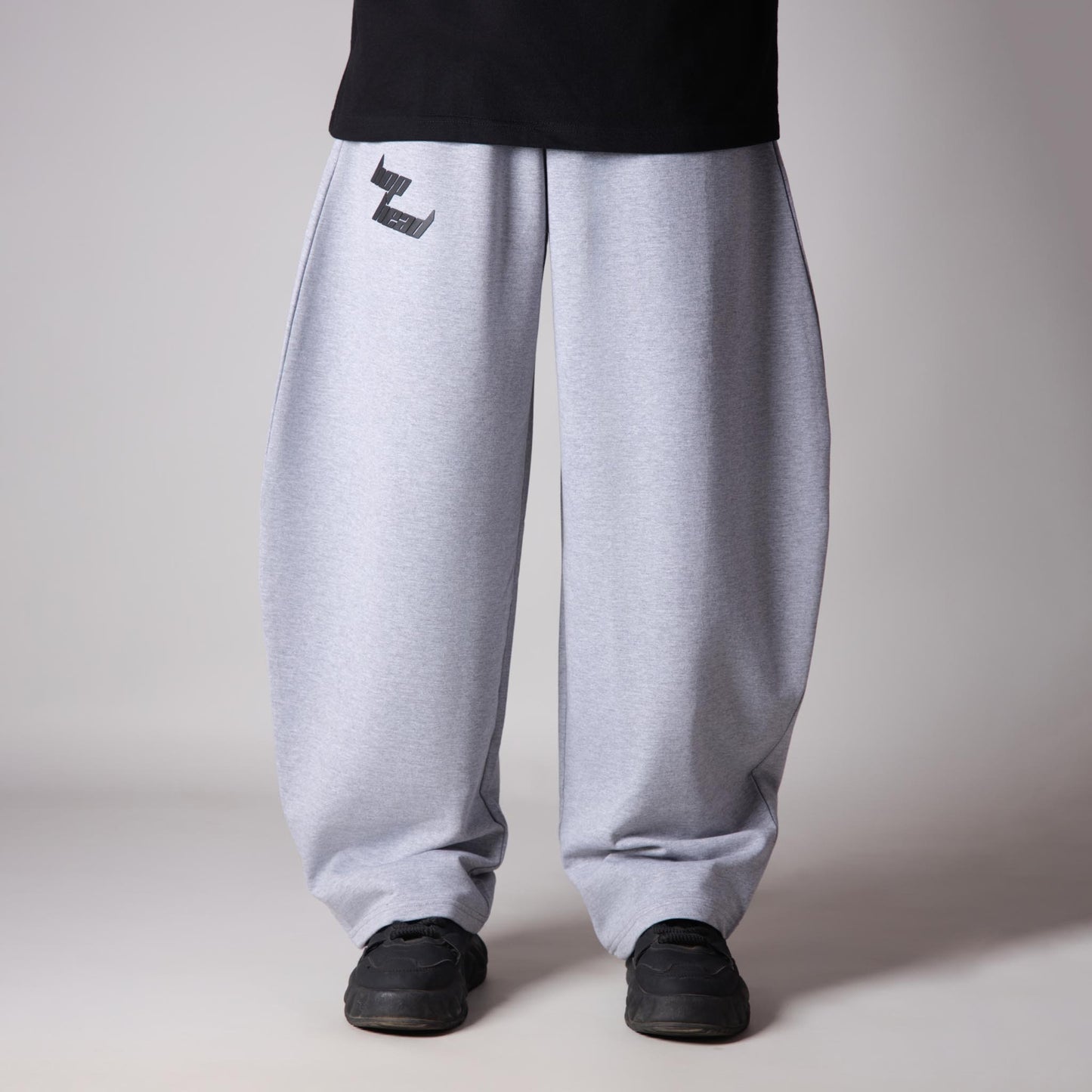 GREY MELANGE EXTREME BAGGY BASIC SWEATPANTS