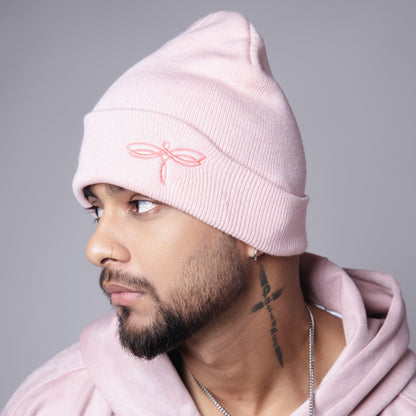 PINK EMBROIDERED BEANIE