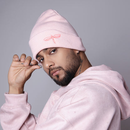 PINK EMBROIDERED BEANIE