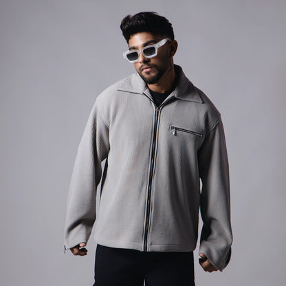 GREY CORDUROY ZIPPER