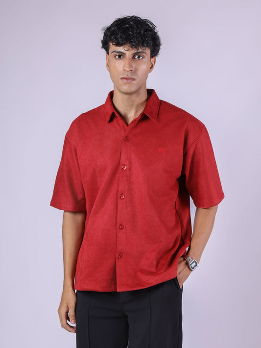 RED CLASSIC SUEDE SHIRT