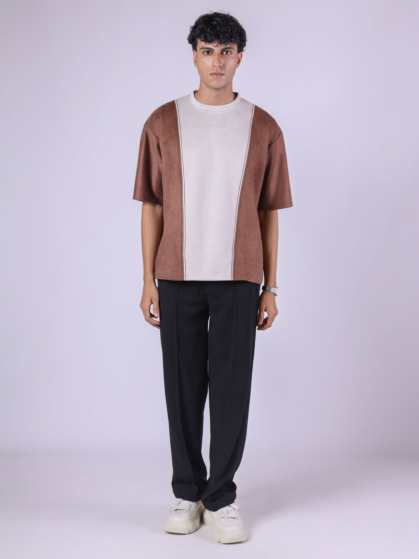 BROWN DUAL TONE SUEDE T-SHIRT