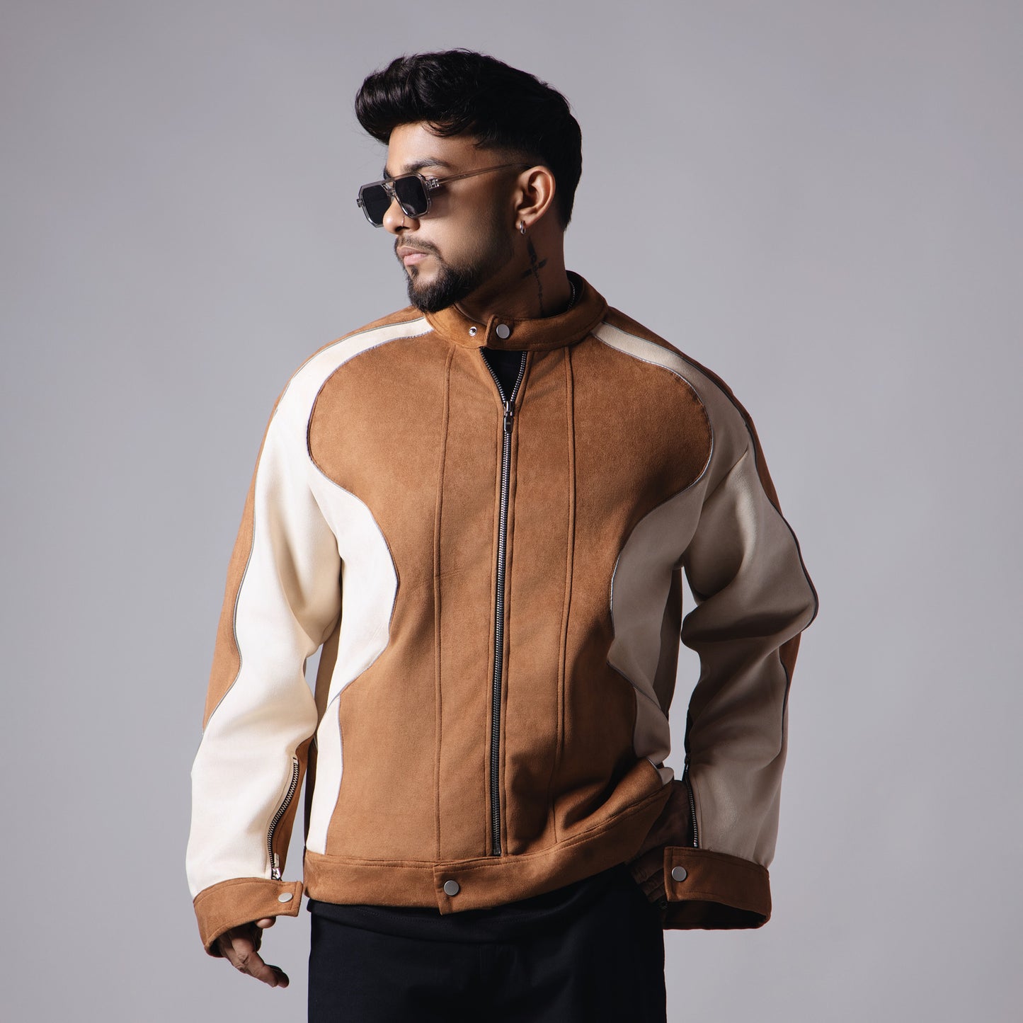 BROWN & BEIGE RACER JACKET