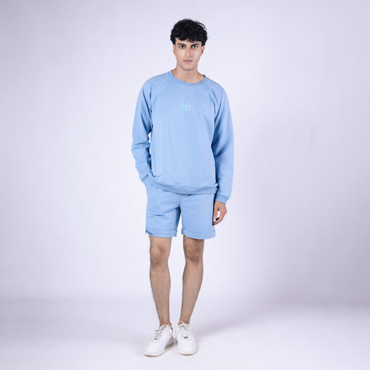 BLUE BASIC SHORTS CO-ORD SET