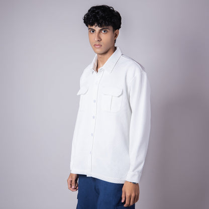 WHITE JACQUARD SHACKET