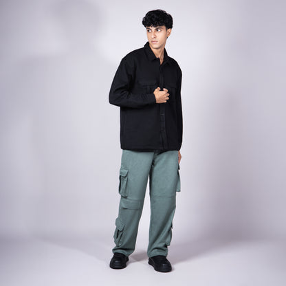 Emerald Green Boxy Pocket Suede Pants