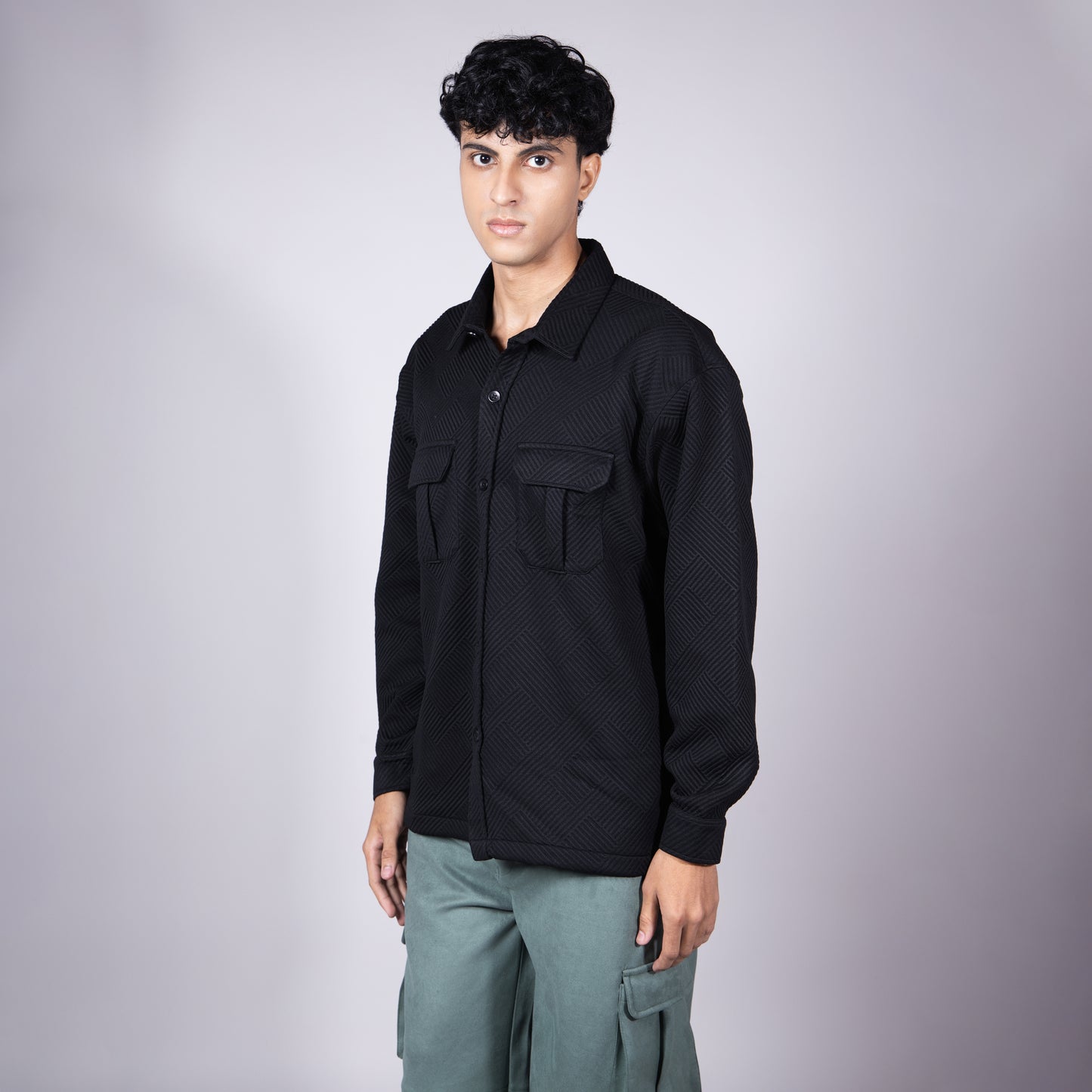 BLACK JACQUARD SHACKET