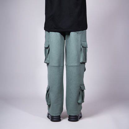 Emerald Green Boxy Pocket Suede Pants