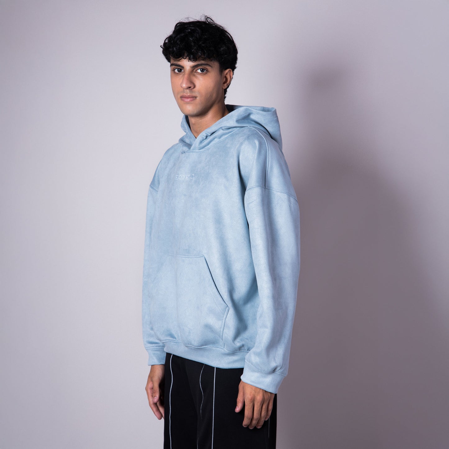 POWDER BLUE SUEDE BLISS HOODIE