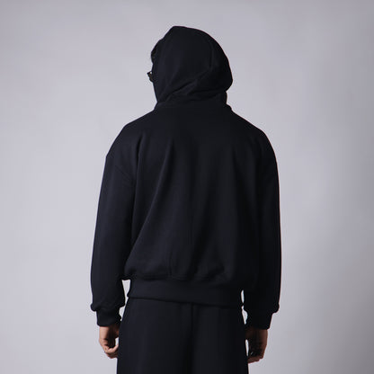 BLACK BASIC HEAVY ZIPPER HOODIE