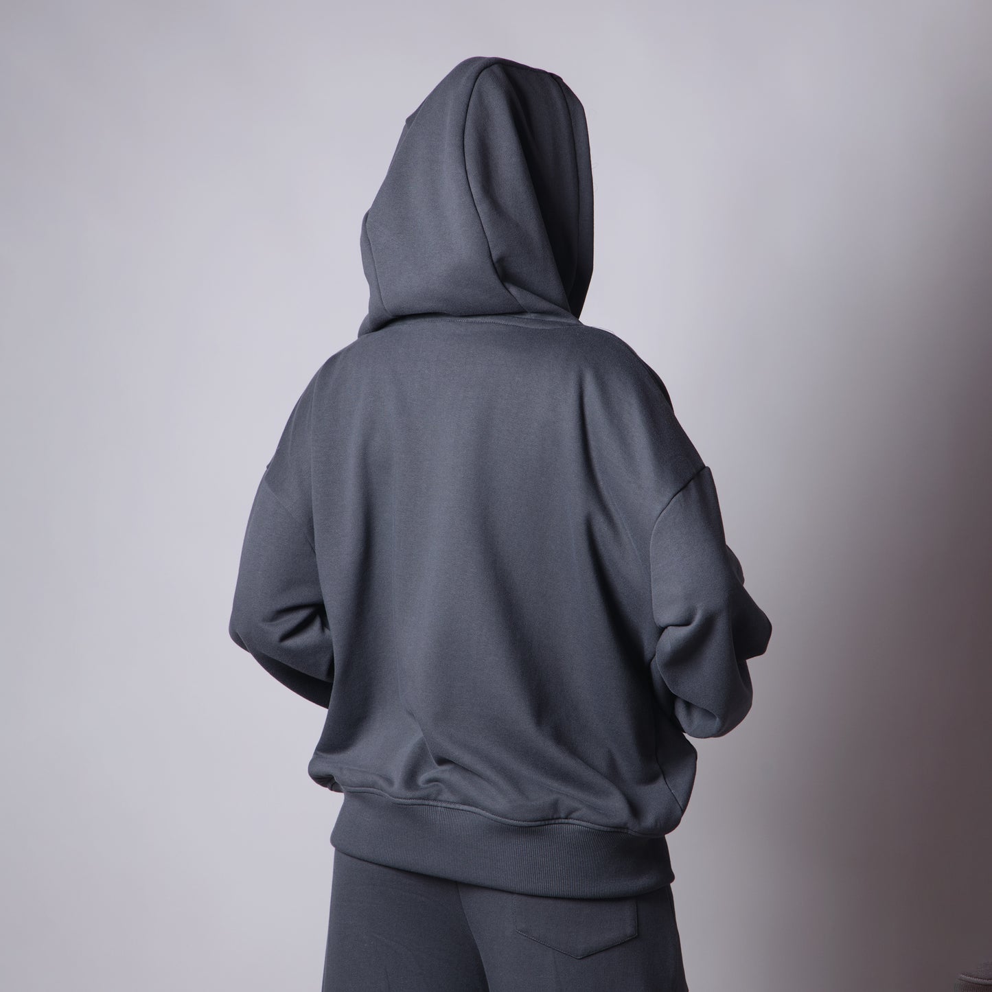 CHARCOAL BASIC HEAVY ZIPPER HOODIE