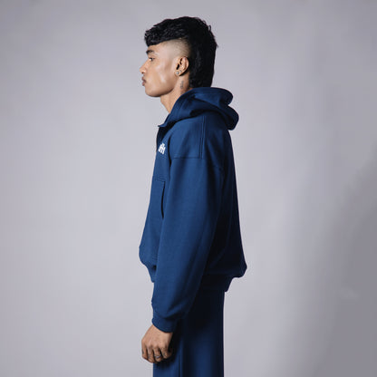 BLUE BASIC HEAVY ZIPPER HOODIE