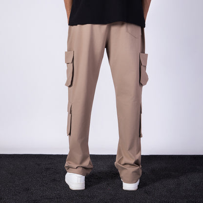 TAUPE BROWN SIDE POCKET STRAIGHT FIT CARGO SWEATPANT