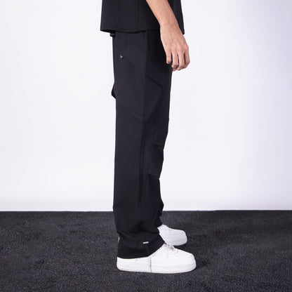 BLACK CROSS POCKET STRAIGHT FIT CARGO SWEATPANT