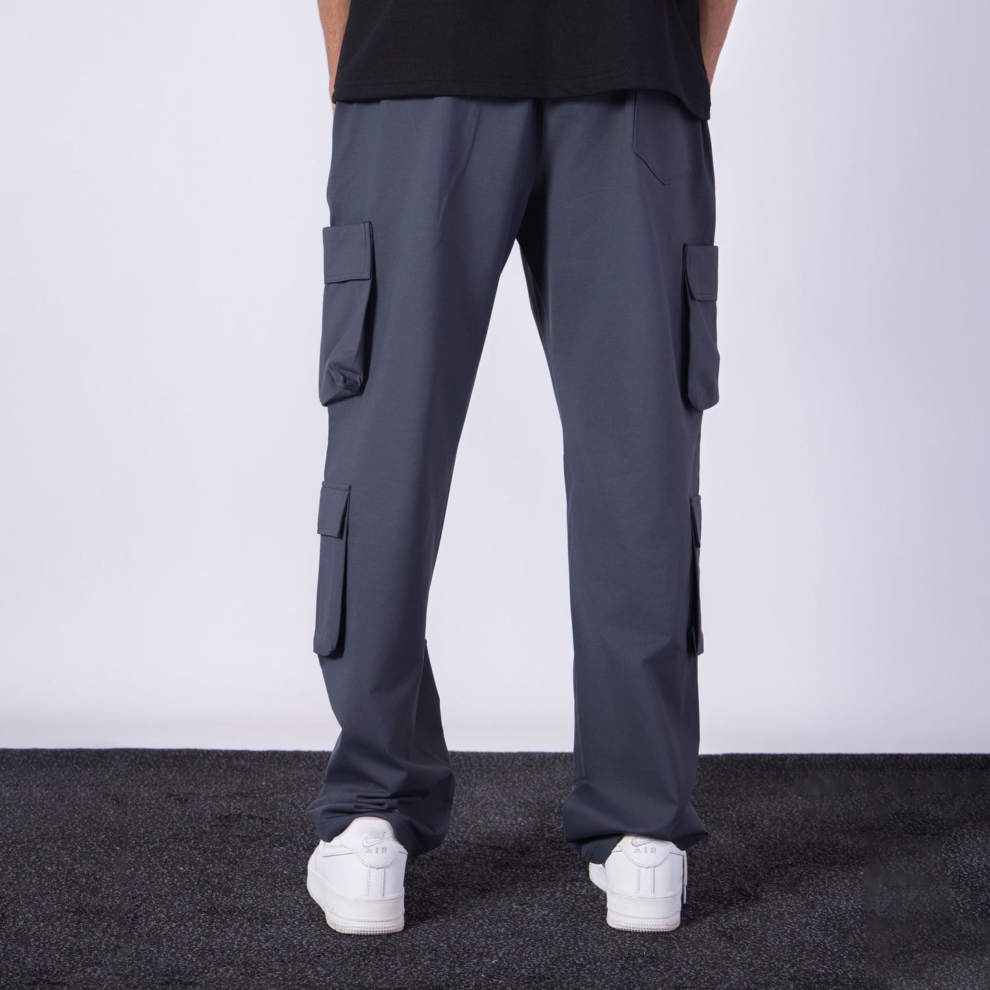 CHARCOAL SIDE POCKET STRAIGHT FIT CARGO SWEATPANT