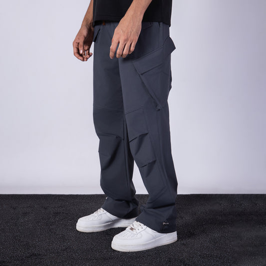 CHARCOAL CROSS POCKET CARGO STRAIGHT FIT SWEATPANT