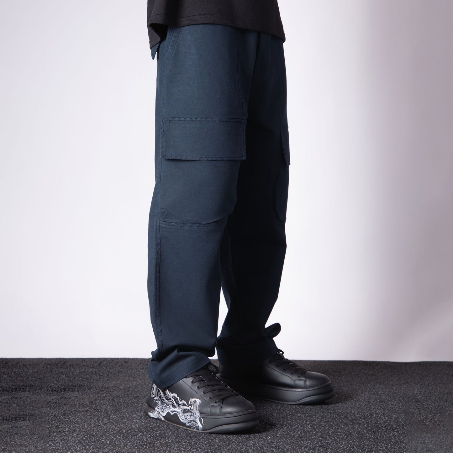 NAVY BLUE FRONT POCKET COTTON CARGO