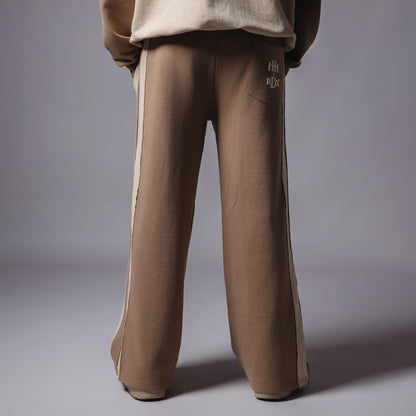 LIGHT BROWN & BEIGE RAW EDGE SWEATPANTS