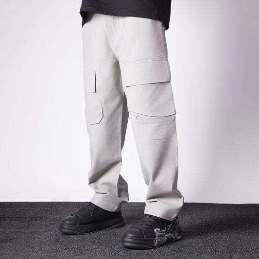 LIGHT GREY FRONT POCKET COTTON CARGO