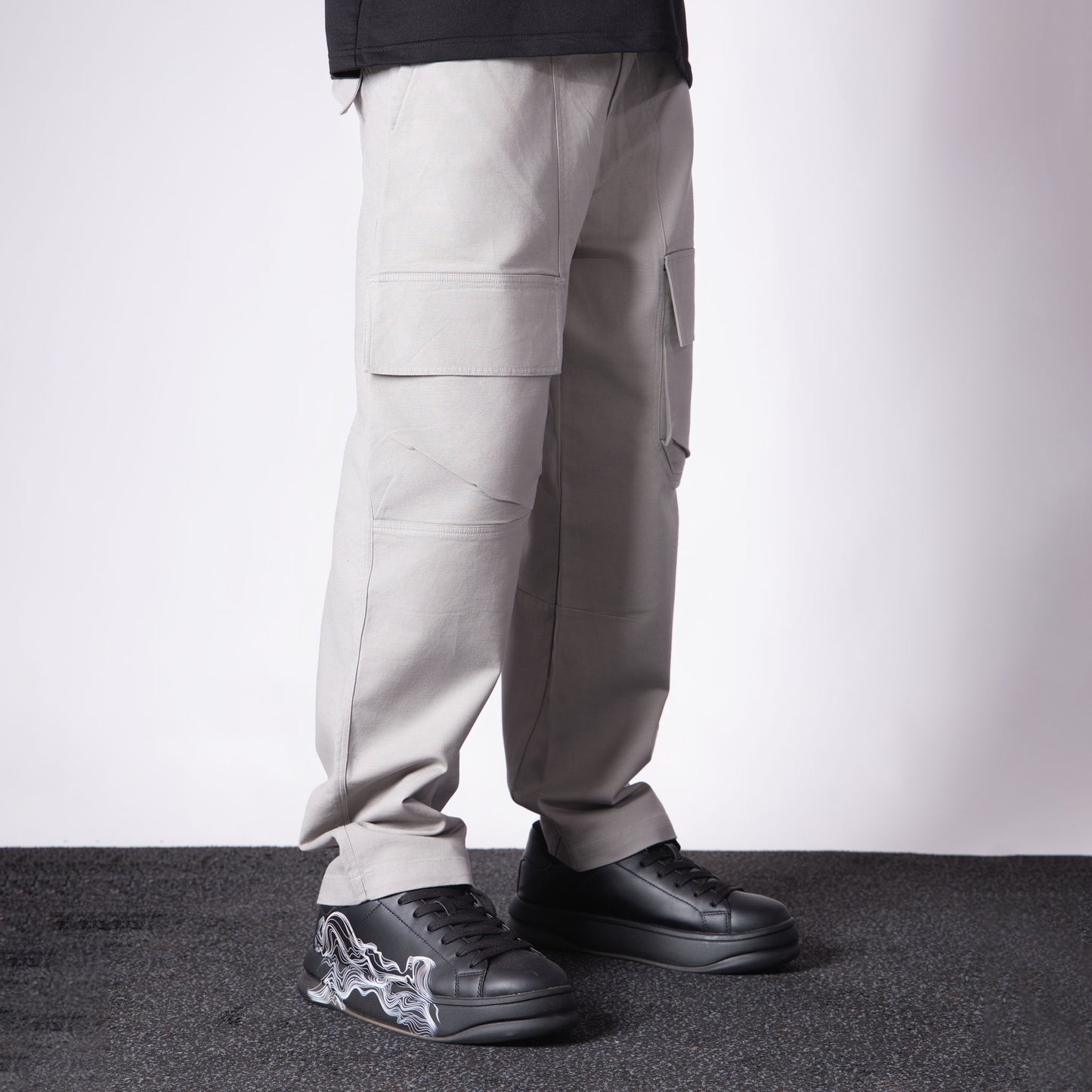 LIGHT GREY FRONT POCKET COTTON CARGO