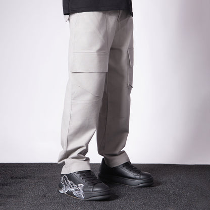 LIGHT GREY FRONT POCKET COTTON CARGO