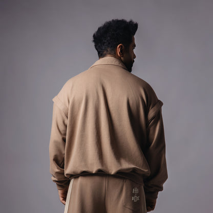 LIGHT BROWN DETACHABLE SLEEVE JACKET