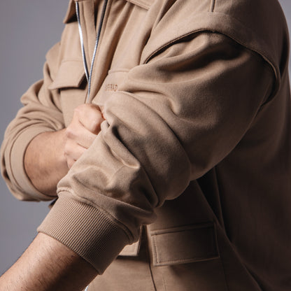 LIGHT BROWN DETACHABLE SLEEVE JACKET