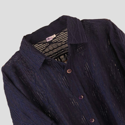 NAVY BLUE RESORT MESH SHIRT