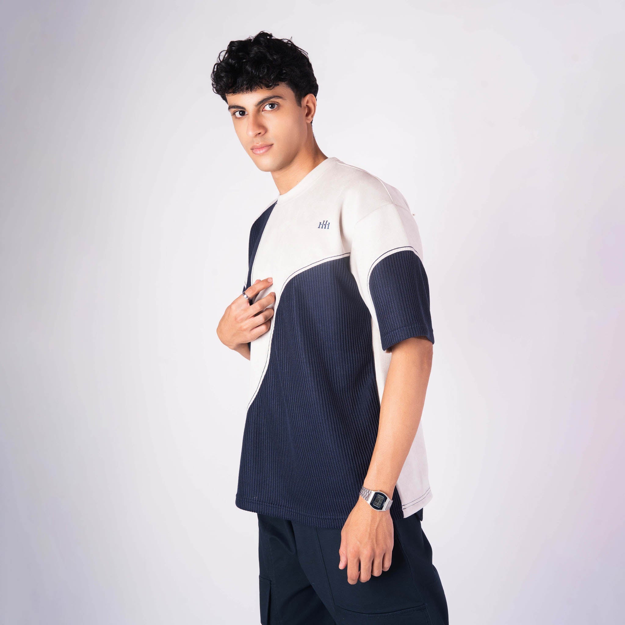 ASH GREY CUT AND SEW EMBROIDERED SUEDE T - SHIRT - Hophead