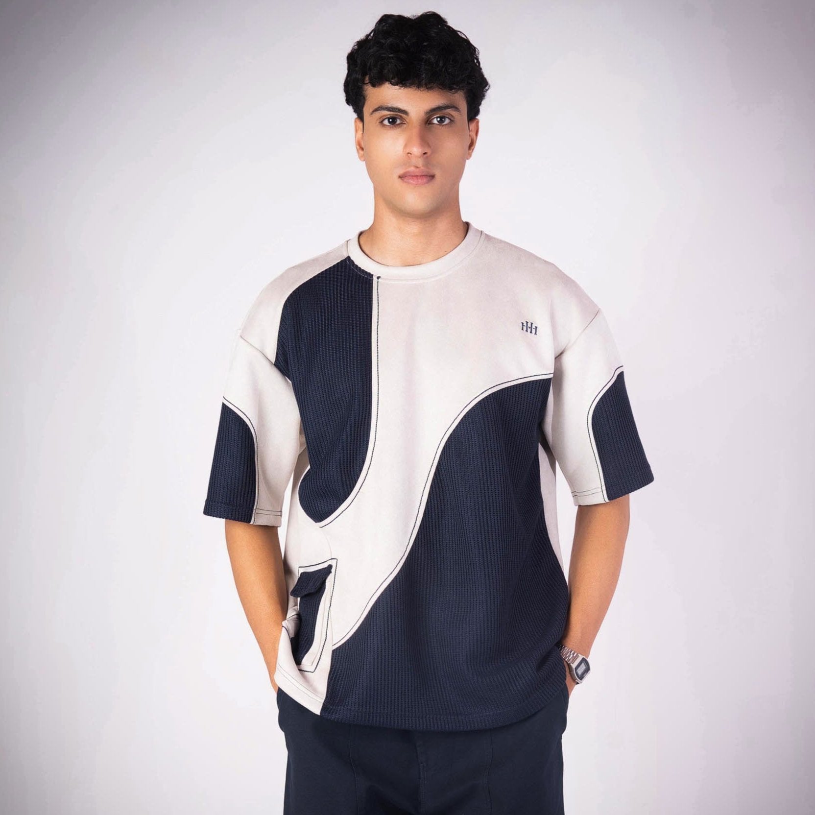 ASH GREY CUT AND SEW EMBROIDERED SUEDE T - SHIRT - Hophead