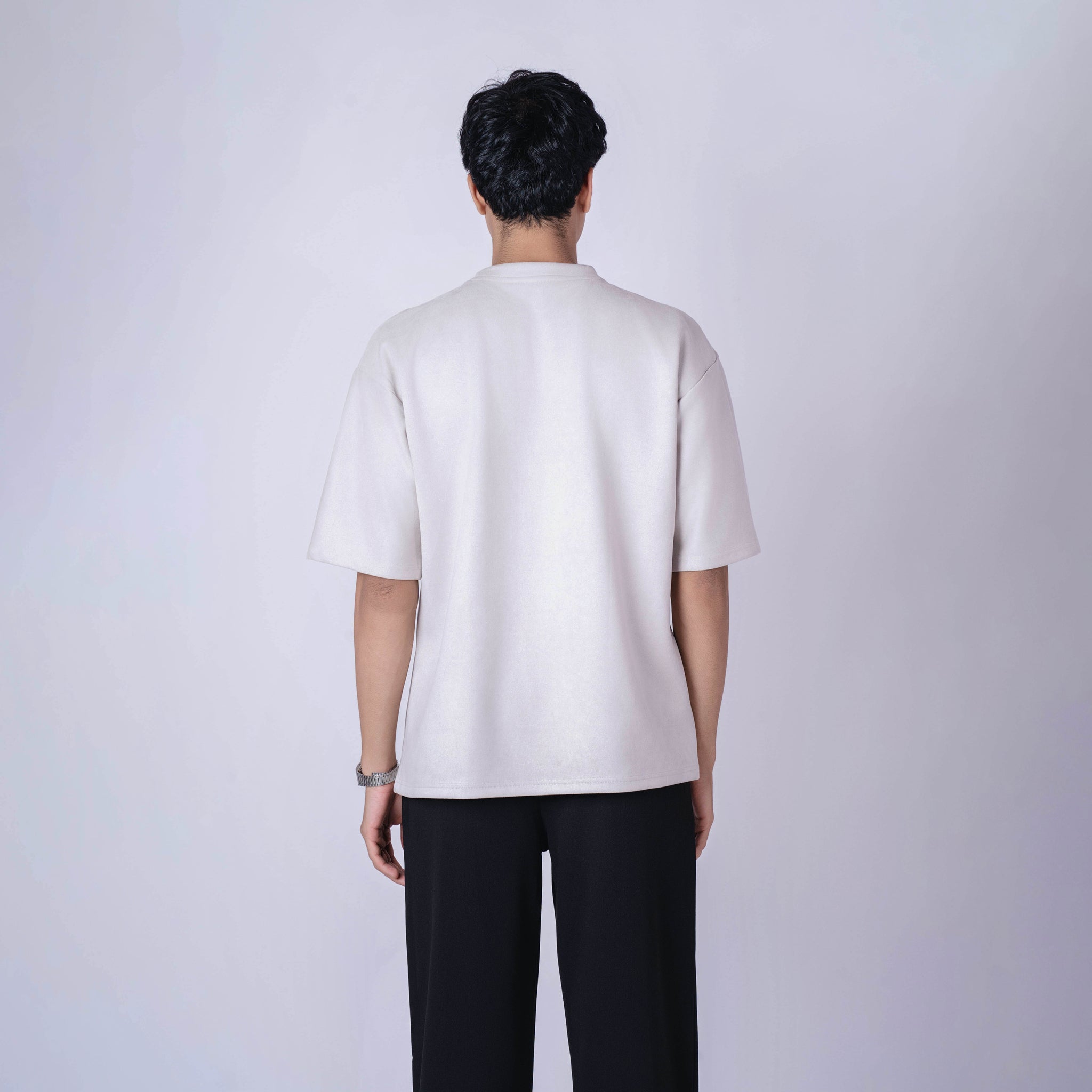 ASH GREY EMBROIDERED SUEDE T - SHIRT - Hophead