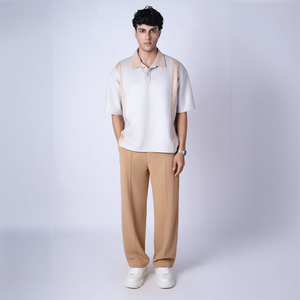 ASH GREY STRIPED SUEDE POLO - Hophead