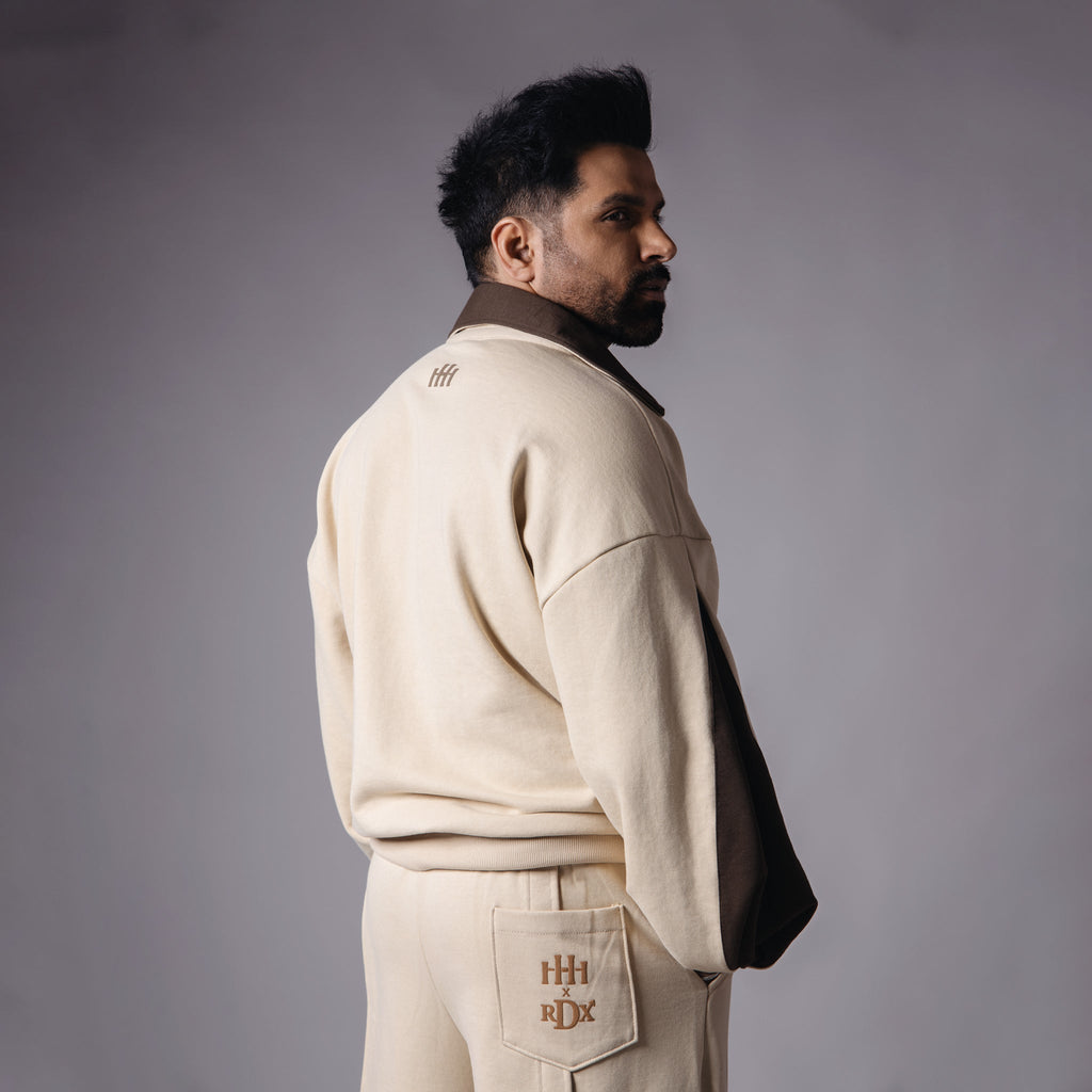 BEIGE & BROWN DUAL COLOUR SLEEVE JACKET - Hophead