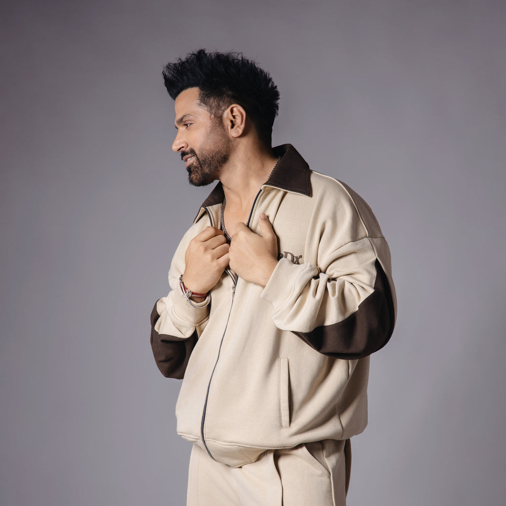 BEIGE & BROWN DUAL COLOUR SLEEVE JACKET - Hophead