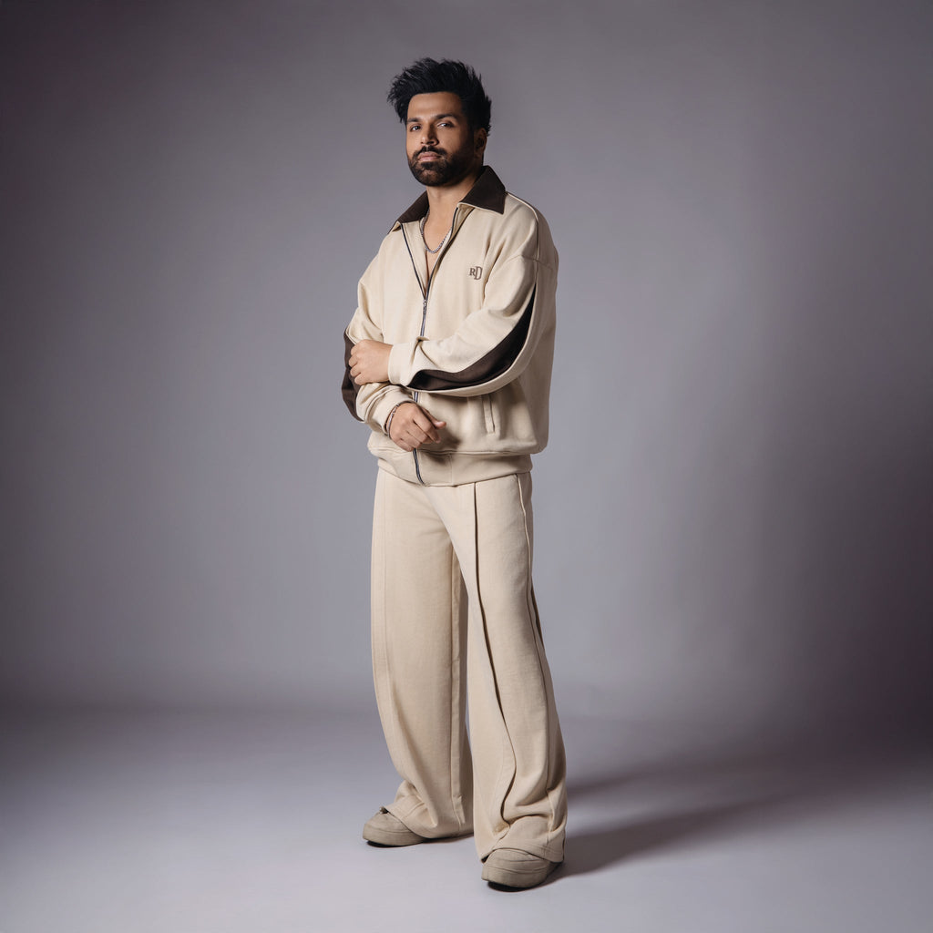 BEIGE & BROWN DUAL COLOUR SLEEVE JACKET - Hophead